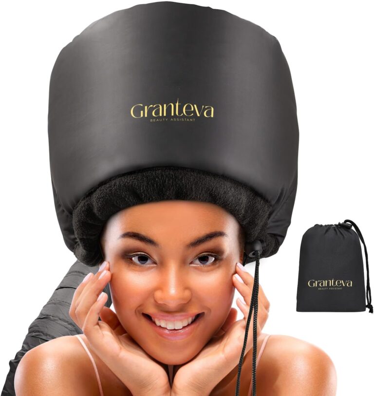 Hooded Hair Dryer Attachment w/A Headband Integrated That Reduces Heat Around Ears & Neck – Hair Dryer Hooded Diffuser Cap for Curly, Speeds Up Drying Time, Deep Conditioning At Home – Portable, Large